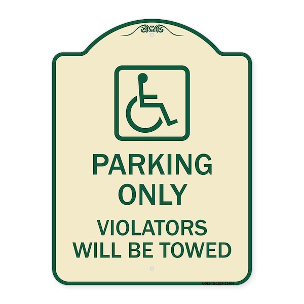 Signmission Parking Violators Will Towed Handicapped Heavy-Gauge Aluminum Sign, 24" x 18", TG-1824-23404 A-DES-TG-1824-23404 - main